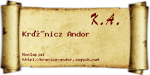 Kránicz Andor névjegykártya