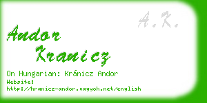 andor kranicz business card